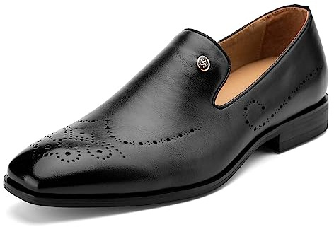 MEIJIANA Herrar Mockasiner Klassiska Herrar Kostymskor Eleganta Skor Läder Sommar Casual Skor, Svart-03, 42 EU (9 UK)