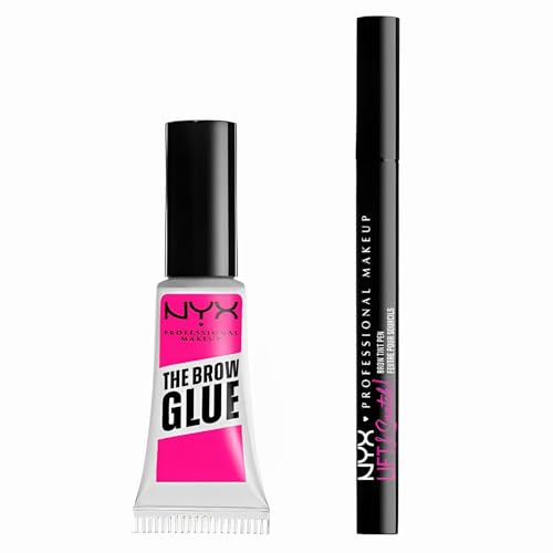 NYX Professional Makeup Kit Sopracciglia con Gel The Brow Glue e Penna Lift & Snatch, Effetto Laminazione, Sopracciglia Piene e Definite, Tenuta Estrema Fino a 16H