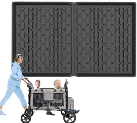 Facynde Allwetter-Fußmatten,Allwetter-Matten | TPE-Silikonmatte für 2-Sitzer-Kinderwagen - Zusammenklappbare Bodenschutzmatte, Kinderwagen-Wagenmatte zum Schutz des Kinderwagens vor Schmutz, Sand und