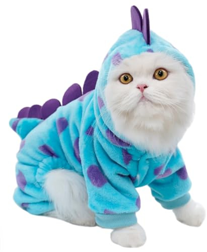 XIAOYU divertente cane dinosauro costumi vestiti per animali domestici per il piccolo cane gatto, inverno caldo cucciolo hoodies pet jumpsuit abbigliamento per Halloween Natale, L