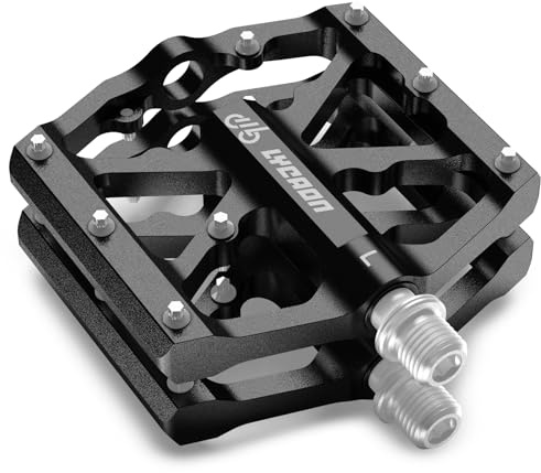 LYCAON Pédales de vélo, pédales de vélo de course/VTT, 3 roulements CNC en alliage d'aluminium antidérapant, 9/16'' CR-MO axe en roulement à billes vélo, pédales plates antidérapantes BMX pour vélo de