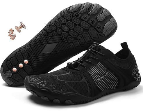 Zapatos de conexión a tierra con cobre, unisex, zapatos descalzos para exteriores, impermeables, saludables, antideslizantes, flexibles, Negro H08, 39 1/3 EU