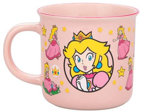 Paladone Taza de café con efecto térmico de Super Mario Princess Peach de 300 ml, con licencia oficial, color rosa, taza de café de cerámica para bebidas calientes, regalo para jugadores, colección de