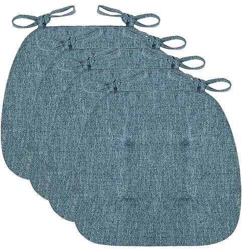 Set of 4 Comfortable Kitchen Chair Cushions 43x41x35cm Washable Seat Pads with Ties Soft Upholstered Dining Chair Cushions (10# 4pcs)