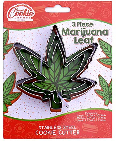Hemp Marijuana Leaf Cookie Cutter Set – Sharp & Stainless Steel Cooking Utensils – A Fun Fit for Sandwiches, Pancakes, Fruits & Crafts – Dishwasher-Safe 3-Piece Bakery Supplies by Sweet Cookie Crumbs