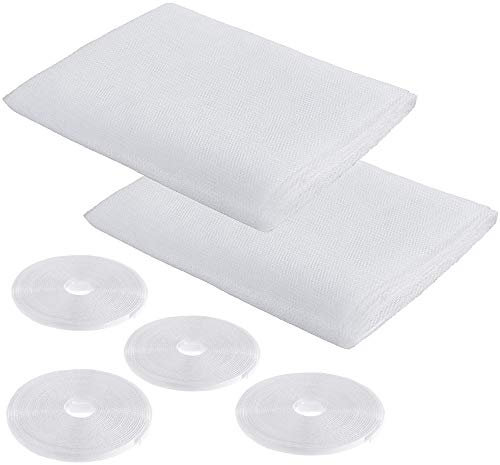 Fenêtre Moustiquaire Filet Lot de 2 rubans | 4 rouleaux autocollants | Fly Bug Moustiquaire Mosquito kit de protection | 2.0 m x 1.5 m | blanc