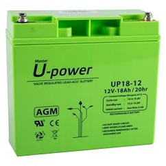 U-Power - Batería piombo AGM Sigillata 18Ah 12V - Terminale a vite metrico M6