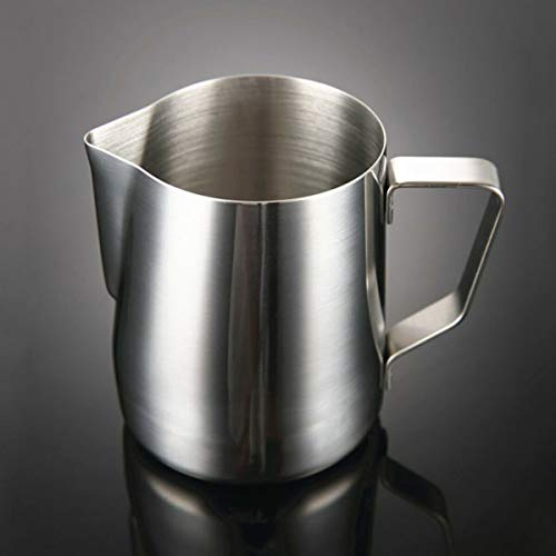 Holdlebe Brocca per latte in acciaio inox, ideale per schiumare schiuma di latte, argento, 1000 ml