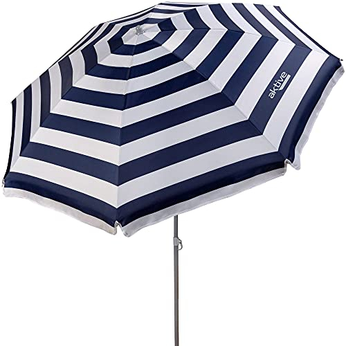 AKTIVE Parasol de Plage, Ø180 cm, avec Filtre UV50 Protection, Mât Ø22-25 mm, Comprend Sac de Transport, Parasol Pliable, Imprimé Marinière