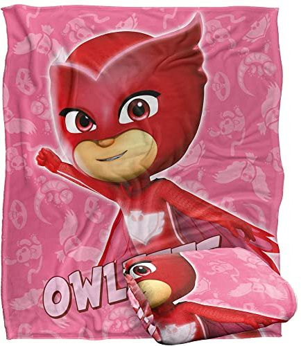 PJ masker barnfilt, 152 x 127 cm Owlette karaktär silkeslen känsla supermjuk överkastfilt