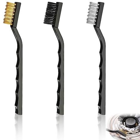 3 Pcs Mini Wire Brush Set - Stainless Steel + Brass + Nylon, Kitchen Cleaning Tools for Welding Slag, Stain and Rust