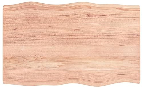 Tidyard Tablero de madera maciza de roble, placa de repuesto, 80 x 50 x 4 cm, madera maciza de roble tratada con borde de árbol