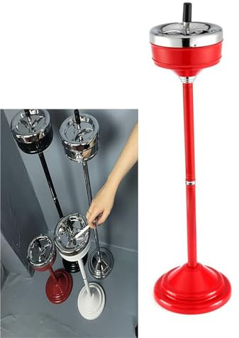 Wandaschenbecher - Edelstahl-aschenbecher, Verstellbarer Standaschenbecher Für Den Außenbereich, Abnehmbarer Aschenbecher Mit Bodenständer Und Deckel, Bodenaschenbecher (Color : Rouge)