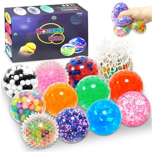 12 Pièces Balle Anti-Stress, Boules Sensorielles Boules à Pétrir Anti-Stress Fidget Boules Squishy Jouet Anti Stress pour Enfants et Adultes Soulager Anxiété Se Décompresser et Se Concentrer