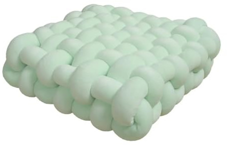 1 coussin carré noué oreiller esthétique nordique chaise de bureau coussin décoratif en peluche dormeuse nœud fait main coussin vert clair 40 x 40 x 12 cm