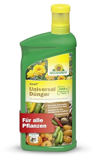 Neudorff Azet UniversalDünger – 100% natürlicher Bio Dünger für alle Pflanzen fördert kräftiges Wachstum, reiche Ernte und üppige Blütenbildung, 1 Liter