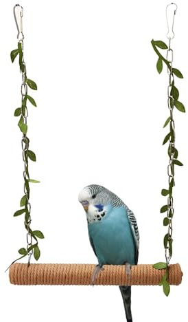 Bird Swing,Wooden Parrot Perch Stand,Swing Hanging Toys With 2PCS Metal Hooks for Parrot Budgerigar Parakeet Cockatiel Love Birds Finches