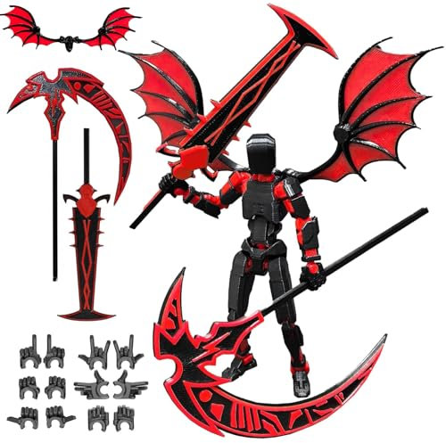 T13 Action Figure, 3D Printed Titan 13 Action Figure, Multi-Jointed Movable Roblox Toys, Robot 13 Stop Motion Figures For Game Lovers Desktop Decorations (Black Red)