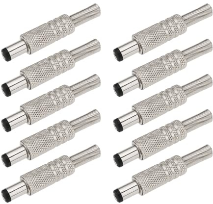 Be In Your Mind 10 Pezzi In Metallo 5,5x2,1mm DC Power Spina Maschio Presa Cava Connettore Adattatore Maschio Per Lettore Multimediale Notebook Lettore MP3 Argento