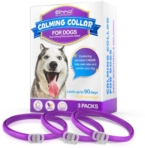 Lugnande halsband för hundar, 3-pack hund ångestlindring, justerbart lugnande halsband för hundar, separering ångestlindrande stress 60 dagar långvarig lugnande effekt för stora medelstora och små