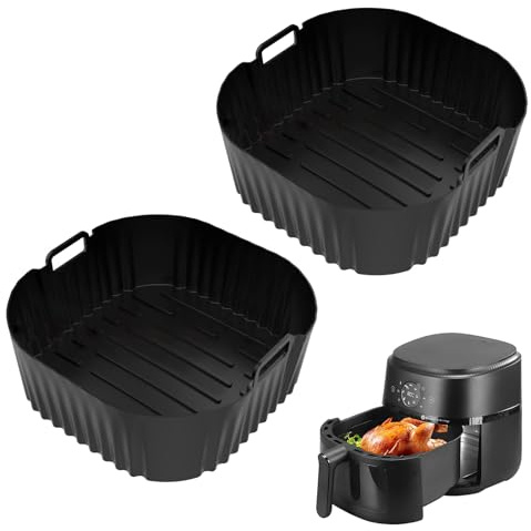 Arvoni 2 Stück Silikonform Heißluftfritteuse Zubehör für Philips Airfryer 5000 Serie XXL, HD9285/90, Air Fryer Silikon Einsatz Pflegeleicht,Silikonform Airfryer für Dual Basket 7.2L