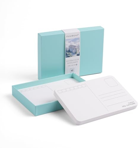 Lot de 40 cartes postales aquarelles vierges 100 % coton – 300 g/m² – Sans acide – 14,8 x 10,5 cm A6 – Cartes vierges pour aquarelle, lettrage à la main – Idéal pour cartes de vœux et écrire de