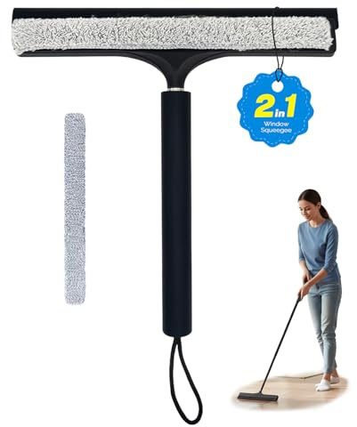 LORESJOY Rasquetas Limpiacristales para Ducha, Retráctil 33-123cm Rasqueta de Ducha, Rasqueta Silicona con Gancho, Rasquetas Limpiacristales Negro para Ducha, baño, Azulejos, Espejos, Ventanas