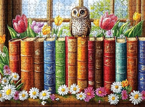 Pussel 4 000 delar, träpussel vuxen uggla bok impossibla klassiska pusselbitar 141,5 x 87,5 cm, familjespel, pussel stressminskning tankespel, pusselälskare w0-571