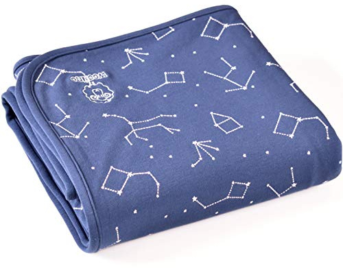 Woolino Toddler Blanket - Merino Wool and Organic Cotton Baby Blanket for Girls and Boys - 4 Season - 52.5” x 40” - Night Sky