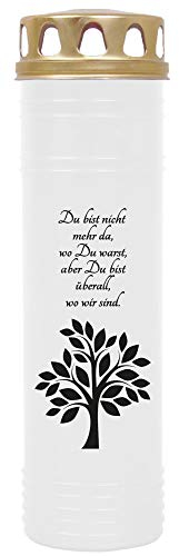 HS Candle Lot de 4 bougies funéraires avec motif, bougie funéraire avec durée de combustion d'environ 7 jours, motif arbre dans de nombreuses autres variantes