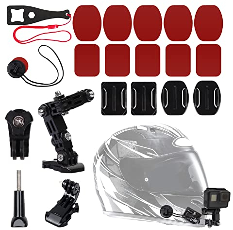 QUOTRE 20-en-1 Kit D'Accessoires Caméra d'action, Kit Support Rotatif Mâchoire Casque Moto, Compatible avec Insta 360, GoPro Hero