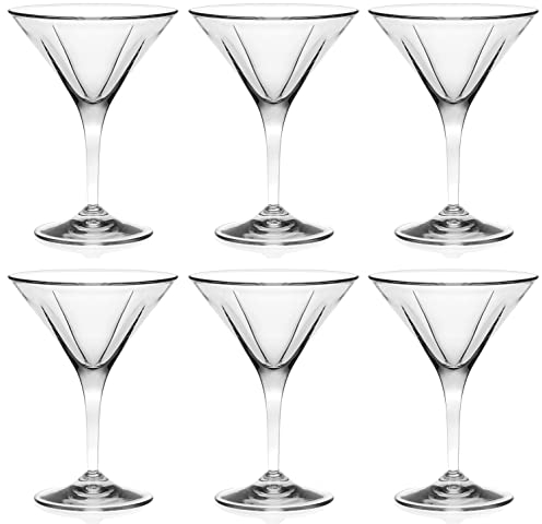 Martini - Vasos clásicos transparentes, Copas, Copas de Coctel - Set de 6 - Tallo - de Barski - Made in Europe - 5 oz