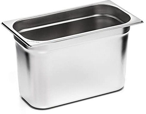 Forgast Contenitore Gastronorm GN 1/4 Eco in Acciaio Inox, Dimensioni 16,2x26,5x15 cm, Vaschetta Gastronorm, Vassoio, Resistente alla Temperatura, Lavabile in Lavastoviglie