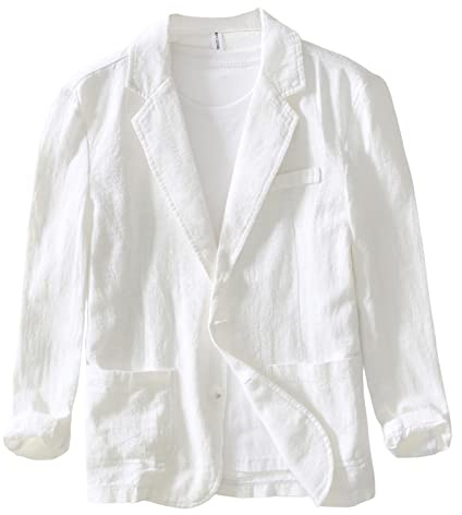 Icegrey Blazer para Hombre Ajustado con 2 botón para Traje Chaqueta para Hombre Elegante y Moderna para Negocios Bodas Ocio, Blanco, XXL