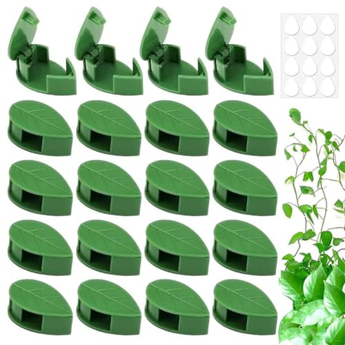 SAIJIAN 100 Pièces Clip Plante Grimpante Clip de Support pour Plantes Grimpantes Clips de Fixation de Vigne Clips Montage Mural d'escalade Plantes Clips Plantes Auto-adhésifs en Forme de Feuille
