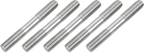sourcing map 5Pcs M8x60mm 304 Stainless Steel Double End Threaded Stud Screw Bolt for House Maintenance