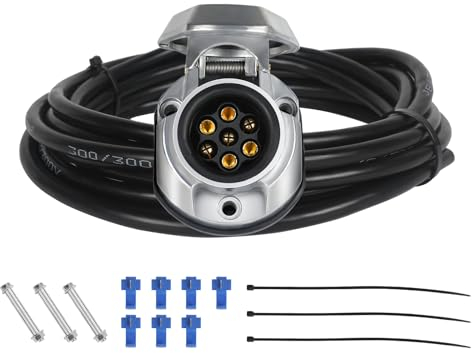Qiping Prise remorque 7 Broches,12V Faisceau électrique,Câble 2m Précâblé Adaptateur Fiche Attelage 7 Broches,Convient aux remorques,camions,Camping-Cars