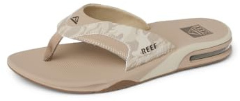 REEF Fanning Mens Bottle Opener Flip Flop, Arch Support, Durable Outsole, Water Friendly, Sand Camo, 9