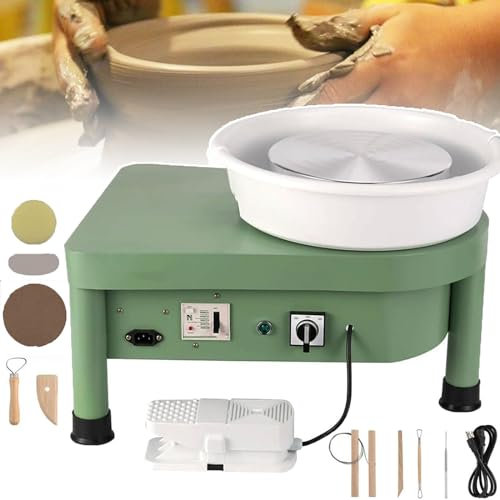 Roue de Poterie Électrique Tour de potier électrique 350 W pour potier, machine à céramique, bassin amovible/pédale, pour atelier de poterie, bricolage de poterie à domicile, école de format