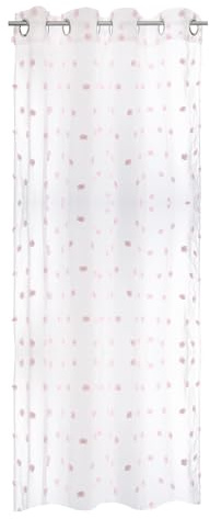 Well Home - Cortina Infantil Pompones Blanca y Rosa