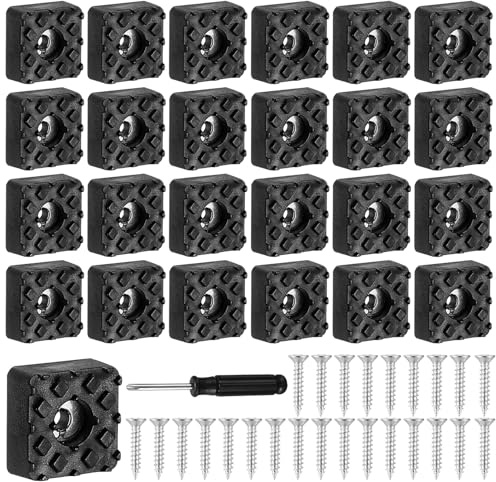 runxsam 25 pièces Pieds Caoutchouc à Visser 22×22 mm (carrés antidérapants) | Amorti vibrations/bruit; protège sols; forte adhérence; durable; pour meubles, chaises, appareils, électronique.