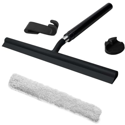 LEADSDGE Telescoping Shower Squeegee With Cloth Covers And Hook Window Wiper For Floor Mirrored Tile And Glass Surfaces Cleaning Telescoping Shower Wiper With Silicones