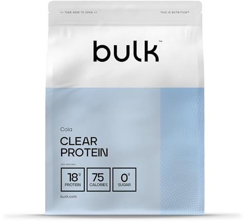 Bulk Clear Protein | Mélange de Whey & Collagène | 400 g | 20 portions | 18 g de protéines | 5 g de BCAA | Absorption rapide | Favorise la croissance musculaire | Boisson rafraîchissante | Cola