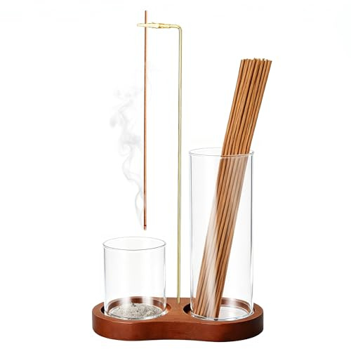 Upside Down Incense Holder for Sticks with Removable Glass Ash Catcher,Upgrade Wooden Incense Stick Burner Holder for Meditation Yoga Spa Zen Meditation Tea Room Decor