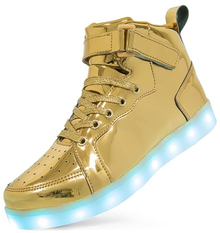 Dasongff LED Scarpe Unisex Uomo Donna Luminoso Sport Scarpe Da Ginnastica 7 Colore USB Ricarica LED Scarpe Luci Lampeggianti, oro, 47 EU