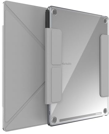 TUDIA M-FLIP Detachable Clear Magnetic Case for Remarkable Paper Pro 11.8 - Slim Transparent Cover with [Auto Wake/Sleep] Strong Magnetic Closure, Foldable Stand & Built-in Stylus Slot (Grey)