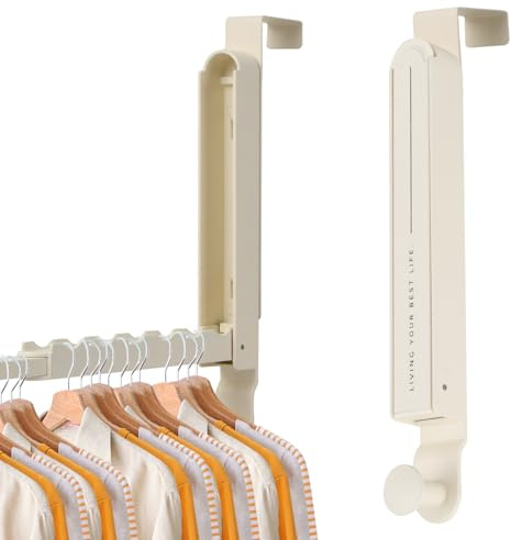 Tinsellns Colgador Plegable Puerta 27 x 4,6 cm, Gancho con 6 Ranuras Perchas Ropa, Perchero de Puerta Plegable, Percha Puerta Sin Taladrar, para Colgar Ropa, Bolsos, Detrás de la Puerta del Baño