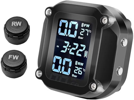 YUCNAXZ Tyre Pressure Alarm System per Aprilia RSV4 Factory APRC ABS RSV4R RF, TPMS Moto Sistema Controllo Pressione Pneumatici Sensori Wireless con Display LCD