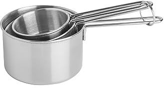 Mason Cash Set of 3 Stainless Steel Measuring Cups, Silver