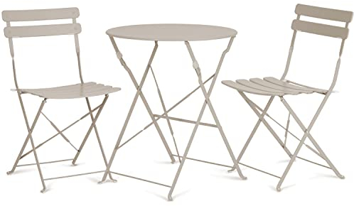 Vanage | Bistro Set Balkon | Balkonmöbel klappbar Set 3-teilig | pulverbeschichteter Stahl, wetterbeständig, Gartentisch & Stühle perfekt für Garten & kleine Balkone
